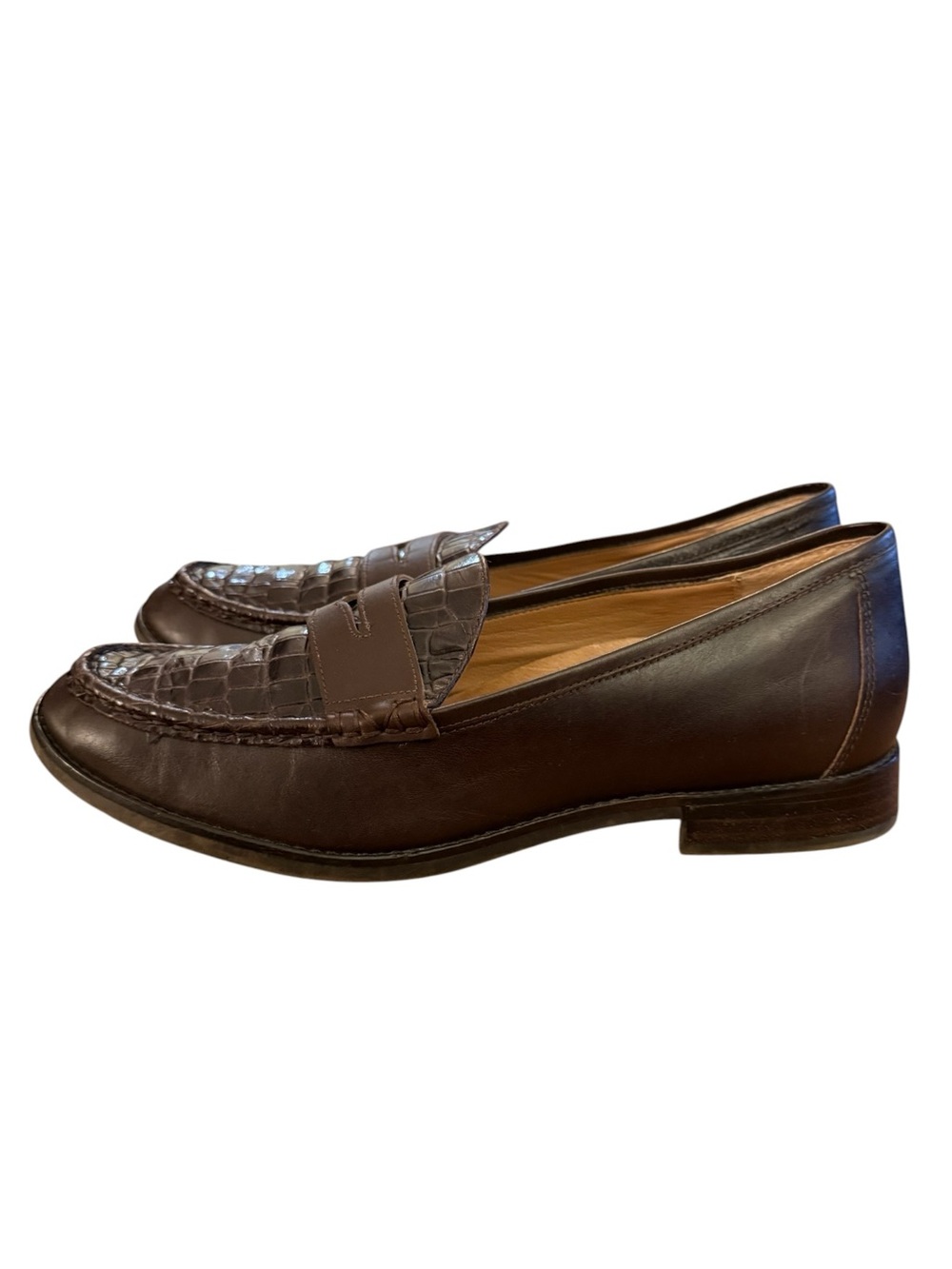Vionic Waverly Women’s 9 Brown Croc Embossed Leather Penny Loafers - Picture 5 of 15